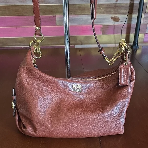 Coach Madison Haley Brown Leather Hobo Bag - Picture 1 of 9